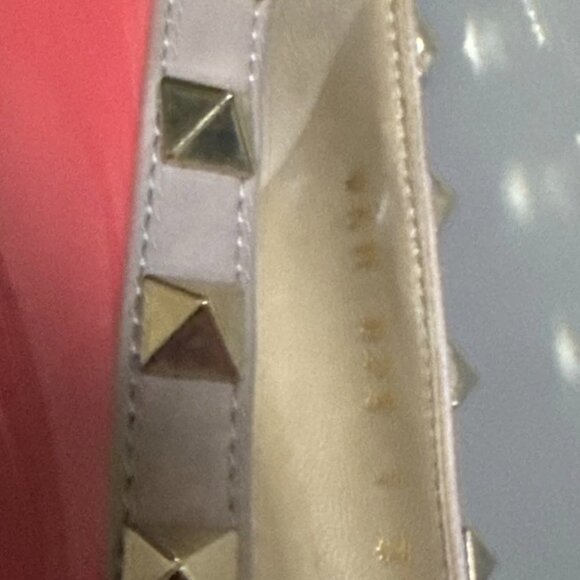 Valentino Red/Beige Patent and Leather Wedge Rockstud Pumps - Picture 7 of 8